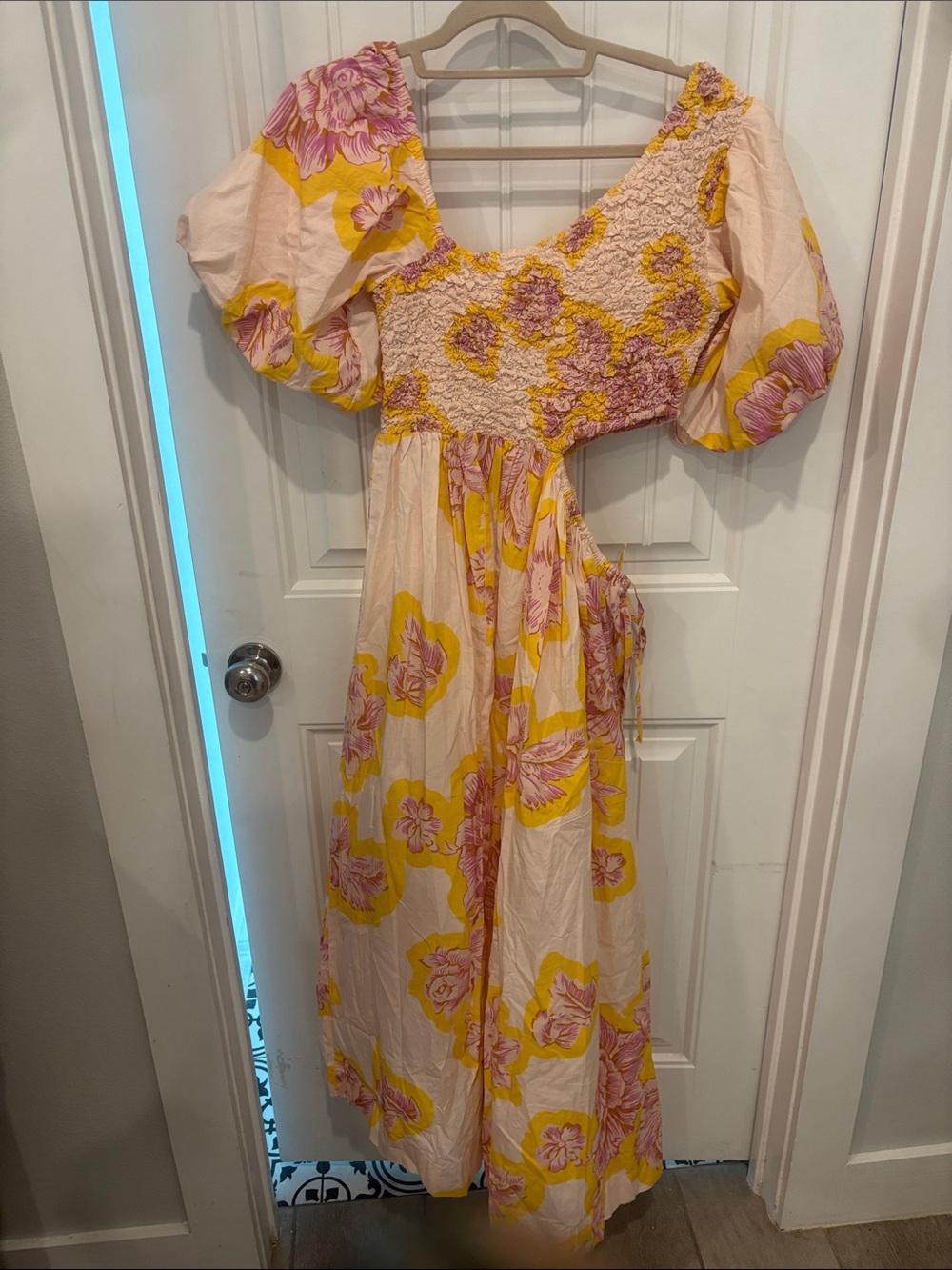 Free People Pink & Yellow Floral Maxi Dress